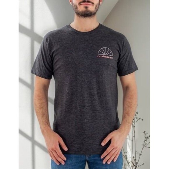 Quiksilver Men's Sun Reflections Graphic Charcoal Gray Short Sleeve T-Shirt L - Picture 1 of 6